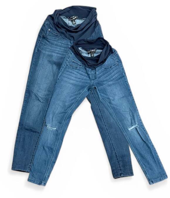 Indigo Blue Denim - Lot of 2 Indigo Blue Full Panel  Maternity Jeans Size Small